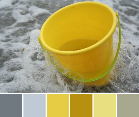 yellow bucket in the surf color palette