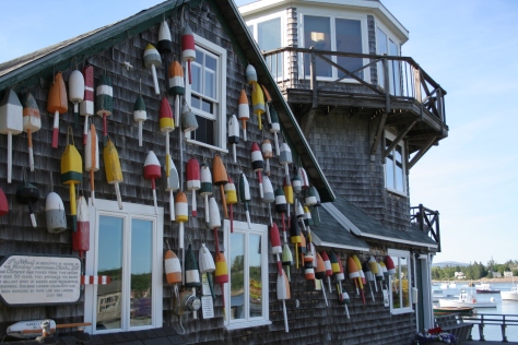 buoys on a building maine coast