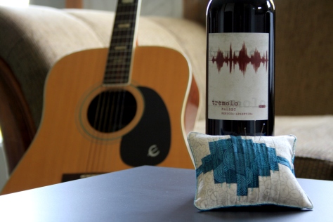 Tremolo wine  inspired pincushion quilting
