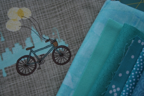 teal bicycle fabric pull