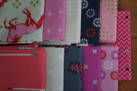 pink cotton and steel mustangs fabric bundle