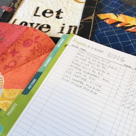 quilter's planner WIPs from 2016