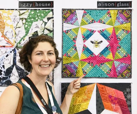 constant flux with alison glass fabric in andover booth quiltcon 2017