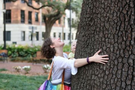 hugging trees with Finn in Savannah